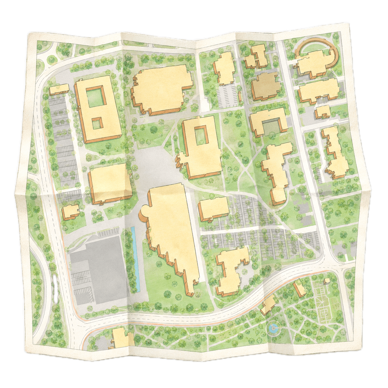 Gefalteter Campusplan